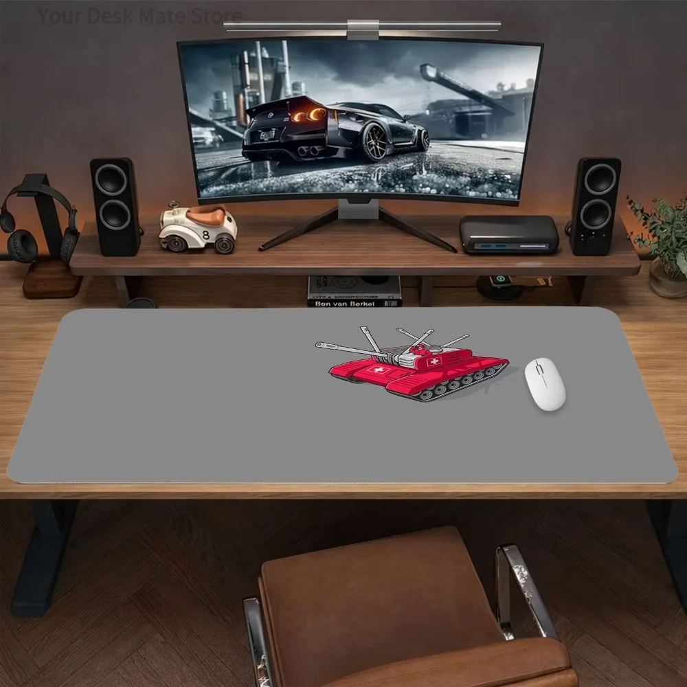 Simple grey background combined with creative red tank design alfombrilla ratón teclado mecânico decoração setup gamer