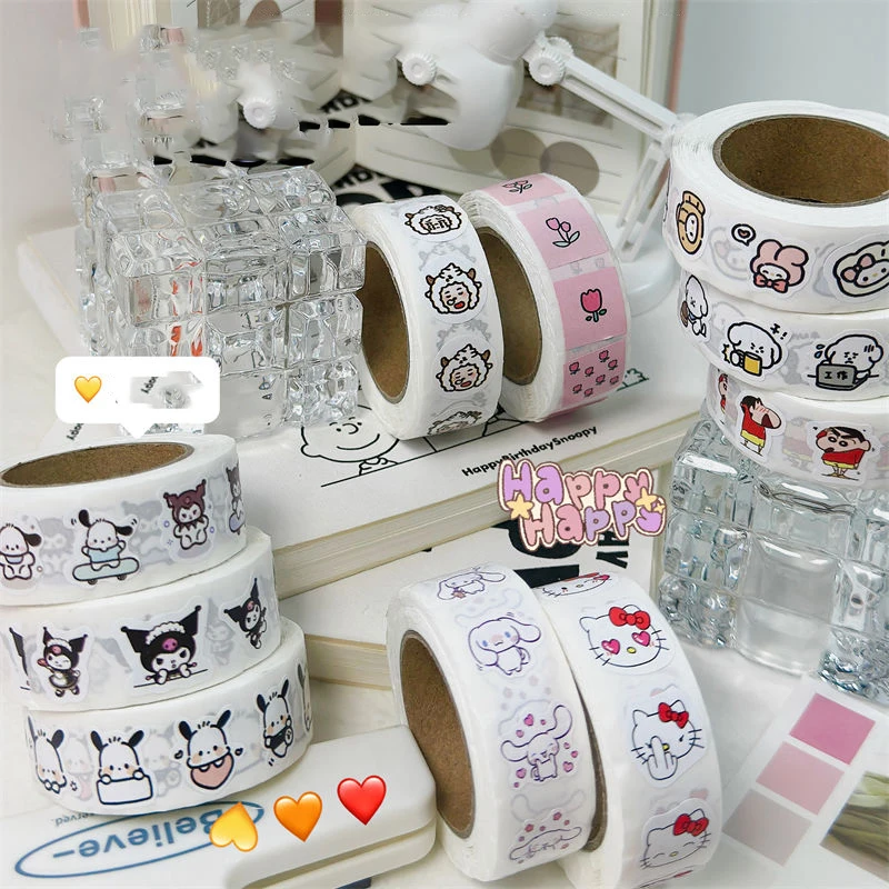 Sanrio Hello Kitty Kawaii Anime Diy Decal Cute Cinnamoroll Cartoon Decoration Sealing Sticker Adhesive Tape Lovely Gifts Girls