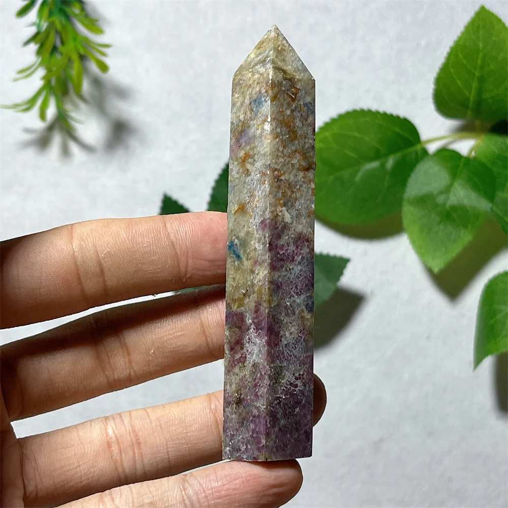 

Ruby with Zoisite Tower Point Wand Crystal Natural Stone Quartz Gemstones Reiki Mineral Feng shui Home Decoration Energy
