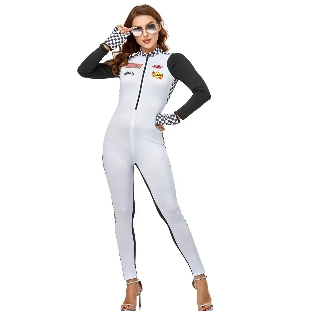 ロールプレイングスーツレーシングカーガールゲームモデル制服-f1-オートバイセクシーなチアリーダー衣装タイトな長袖ジャンプスーツ