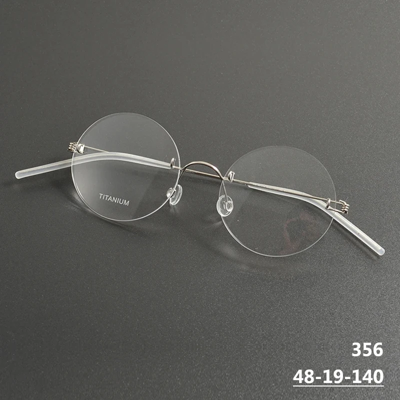 Denmark Brand Rimless Round Glasses Frame 356 Ultralight Men Screwless Titanium Eyeglasses Spectacles Women Frameless Eyewear