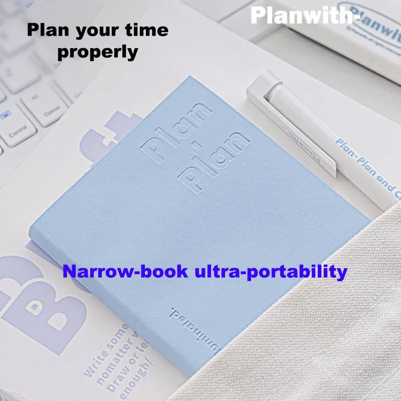 Kawaii Notebook Daily Planner Agenda Portable Self Filled Date libreta PU Soft Cover Solid Color Schedule Learning Working Plan