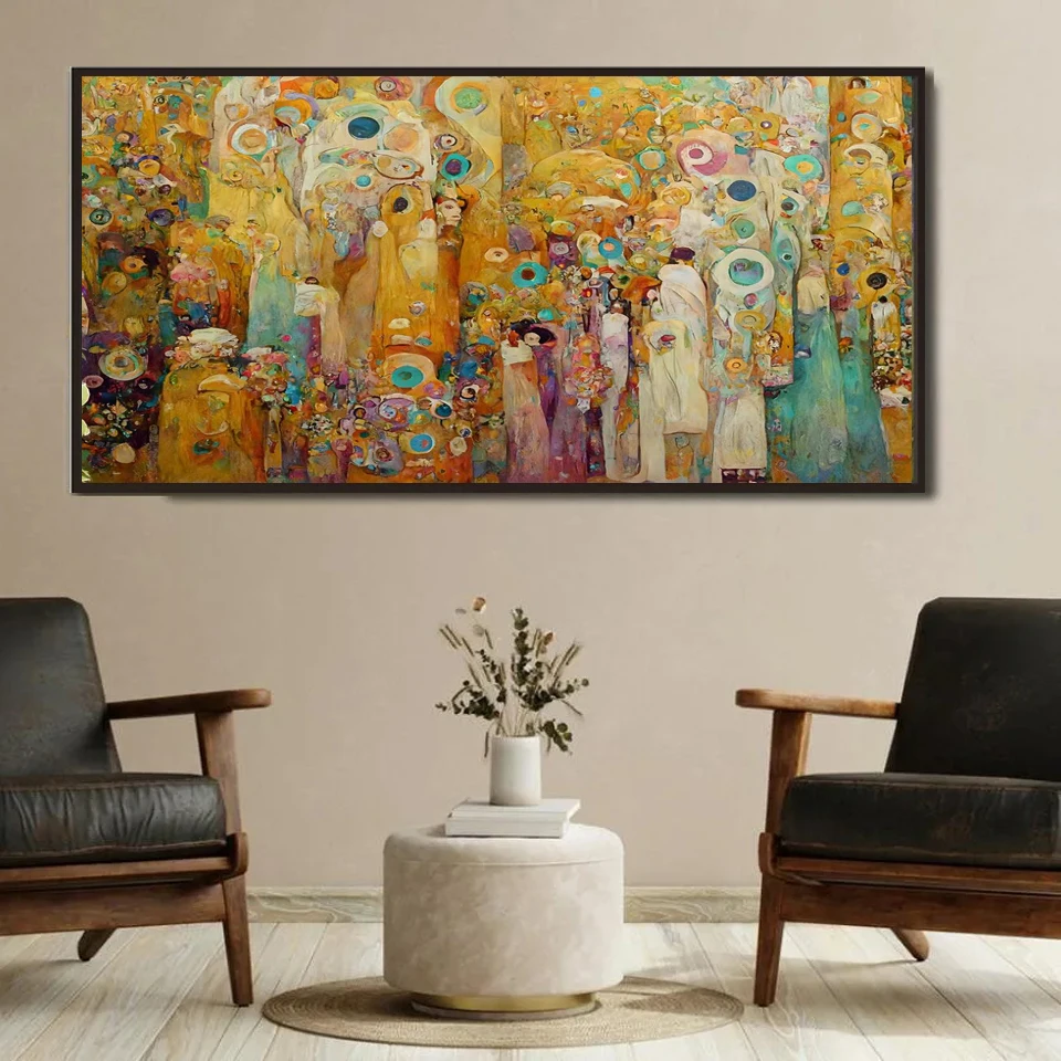 Abstract style of Gustav Klimt Diamond Painting Golden Art Cross Stitch Kits Lotus Full Diamond Mosaic For Home Decor