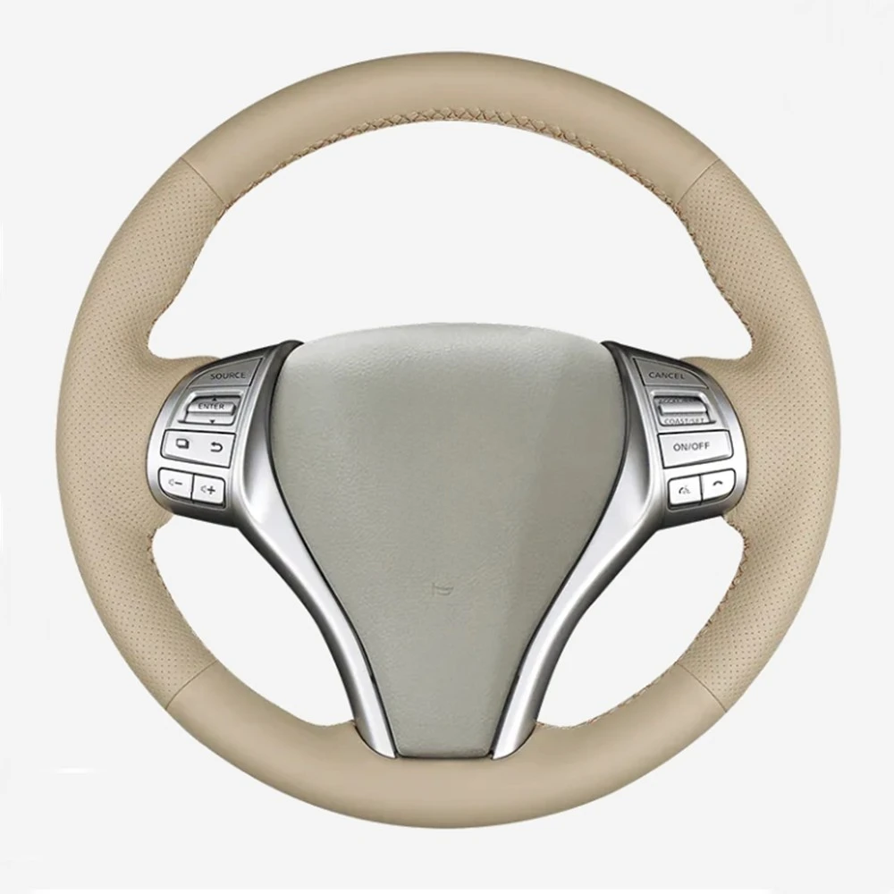 Protector para volante de coche de cuero Artificial Beige para Nissan Teana Altima 2013-2018 x-trail 2014-2017 Qashqai 2014-2017 Rogue
