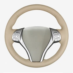 Beige Artificial Leather Car Steering Wheel Cover For Nissan Teana Altima 2013-2018 X-Trail 2014-2017 Qashqai 2014-2017 Rogue