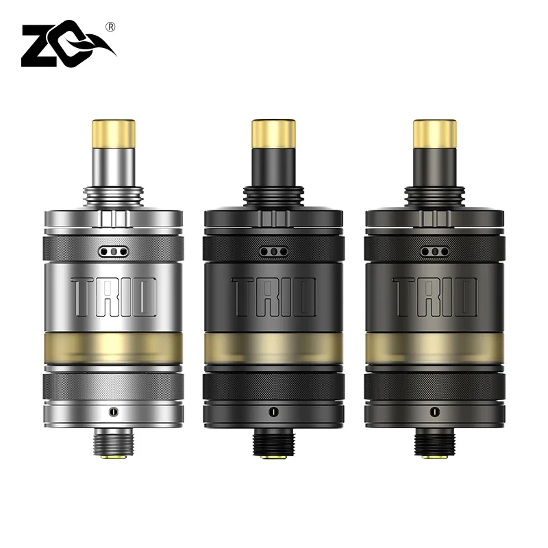 Originale ZQ Trio RTA Tank MTL & DTL atomizzatore 3ml capacità Single Coil RTA vaporizzatore 3 controllo del flusso d'aria 22mm diametro E sigarette
