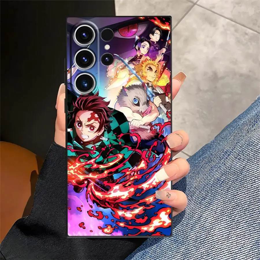 Hülle für Samsung Galaxy S25 Edge S23 Ultra S24 Plus S21 FE S20 Schwarz Soft Phone Cover Anime D-Demon S-Slayer