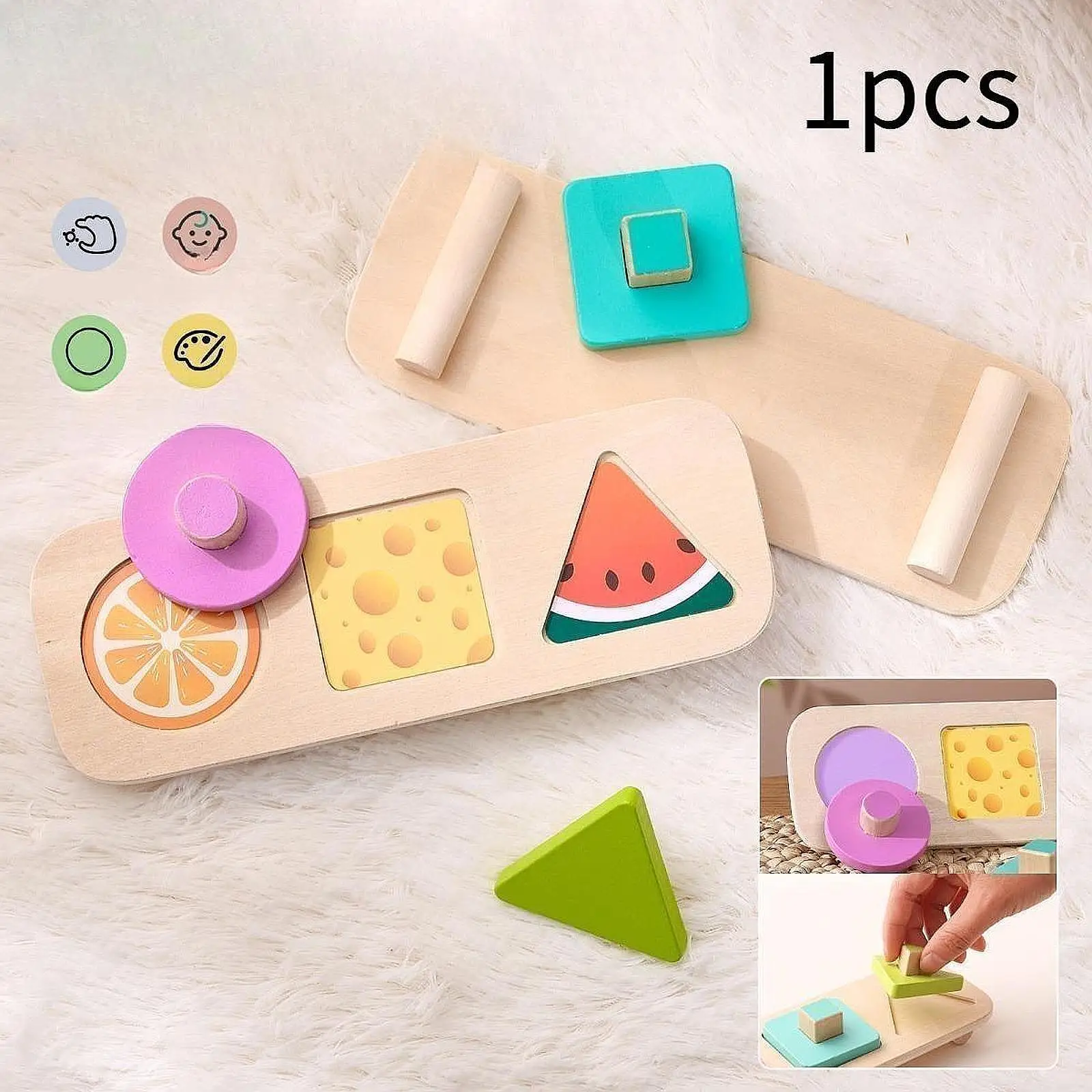 

Деревянные головоломки с фигурками, обучающая геометрическая игрушка с ручкой, сортировщик форм для мальчиков и девочек 1–3 лет, подарки на день рождения для детей