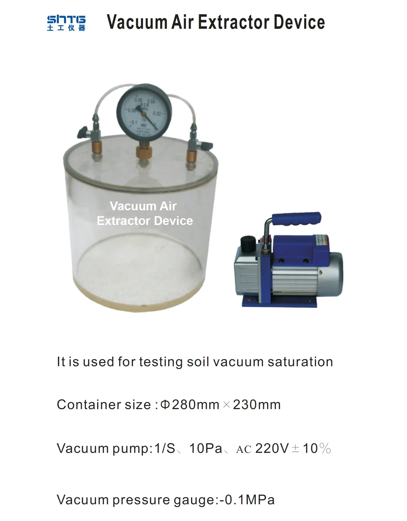 Soil Vacuum Saturation Air Extractor Device