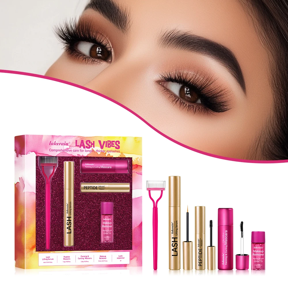 4Pcs/Set Fast Growth Eyelash Serum Treatment Lengthening Curling Mascara Lash Separator Curly Lash Kit Eye Care Makeup Cosmetic