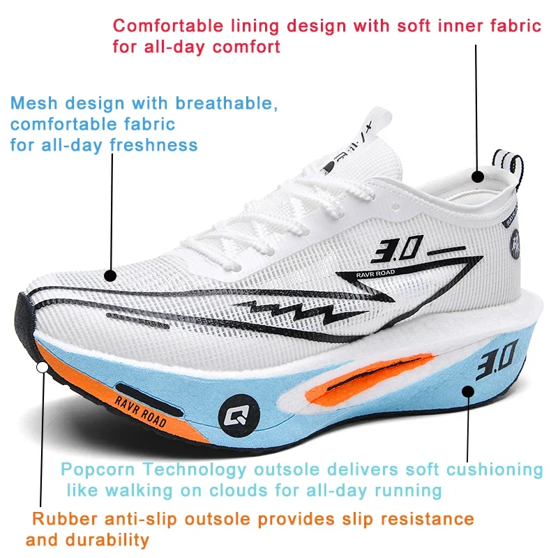حذاء الجري على الطرق للرجال نعل خارجي EVA خفيف الوزن وجيد التهوية مع نعل مطاطي مقاوم للانزلاق ومقاوم للاهتراء للجنسين