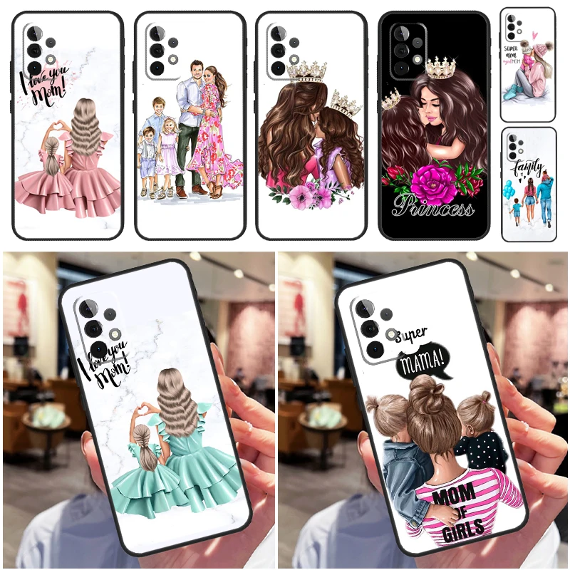 Baby Mother Brown Girl Family For Samsung Galaxy A15 A55 A35 A53 A33 A13 A36 A56 A26 A16 A22 A32 A52 A54 A34 A05 A06 Case
