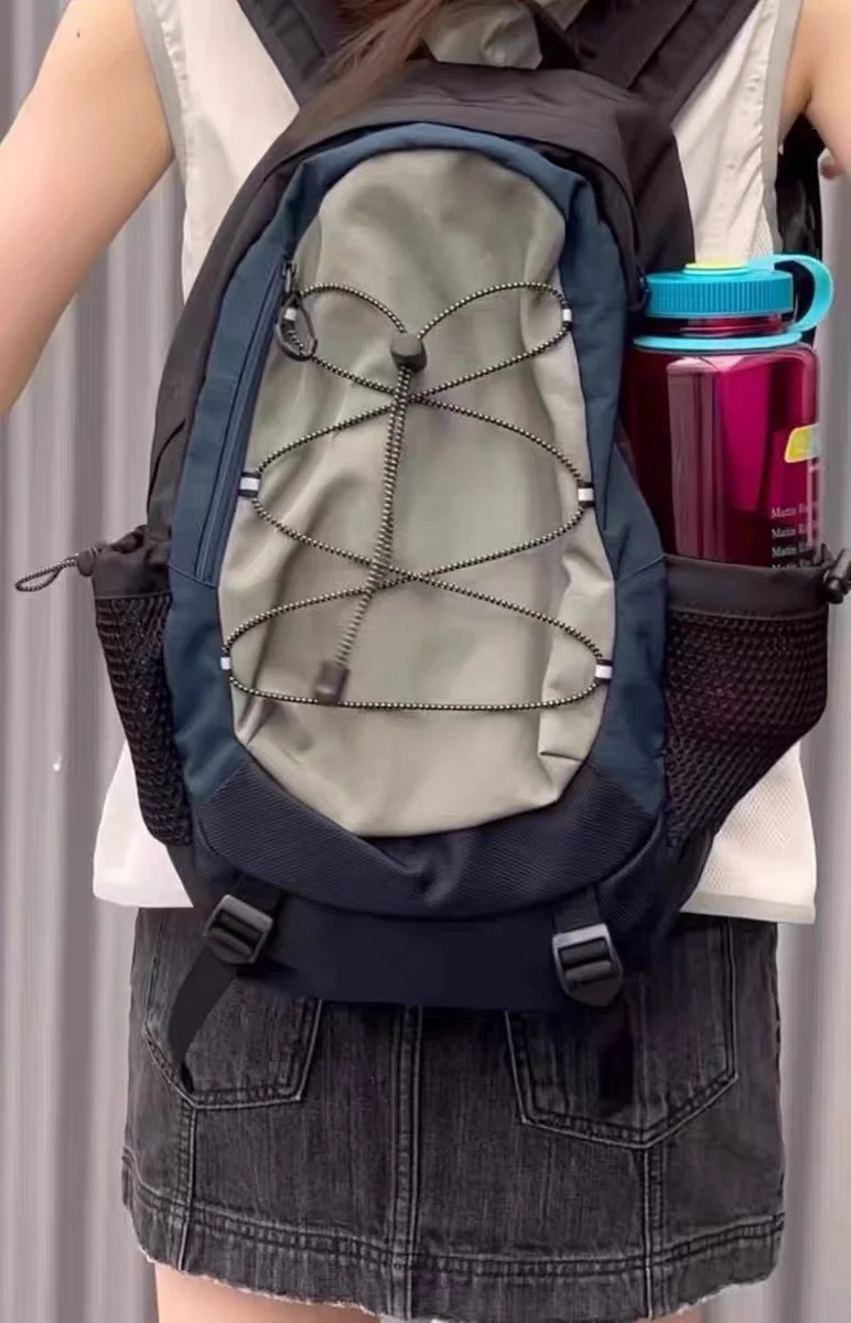 

Retro Casual Color Blo Bapa Dstring Korean Design ex Nylon School Bag for Youth Versatile Traveling Hiking Bag