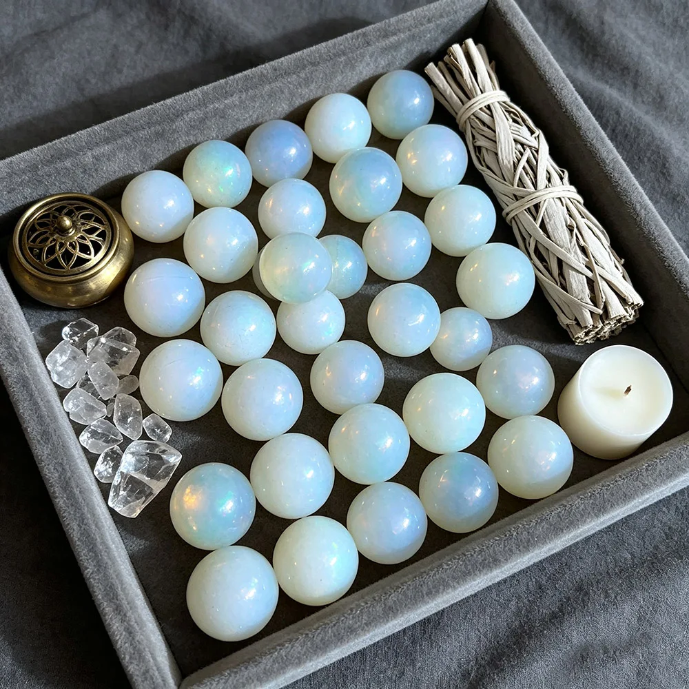 Natural Opalite Mini Sphere Polished Crystal Ball Energy Healing Stone Desktop Decor Mineral Collectible Gift