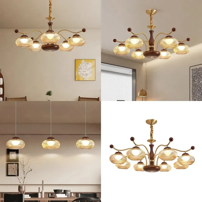 Vintage Medieval Chandelier French Persimmon Style Bauhaus Creative Pendant Light for Living Room Dining Room Bedroom Decor