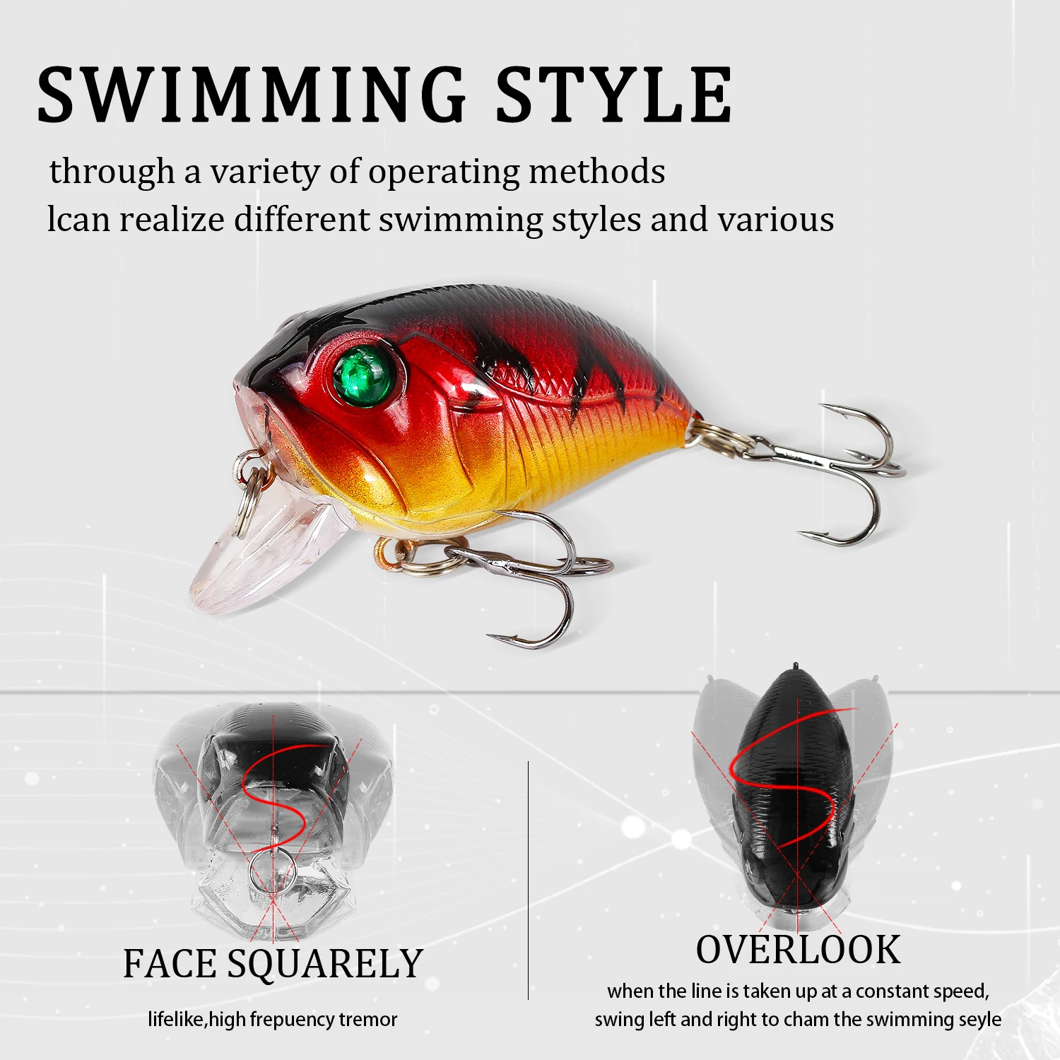 Crankbait flotante - Lote de 5 senuelos 4,5 cm 8,1 g para lucio - imagen 5