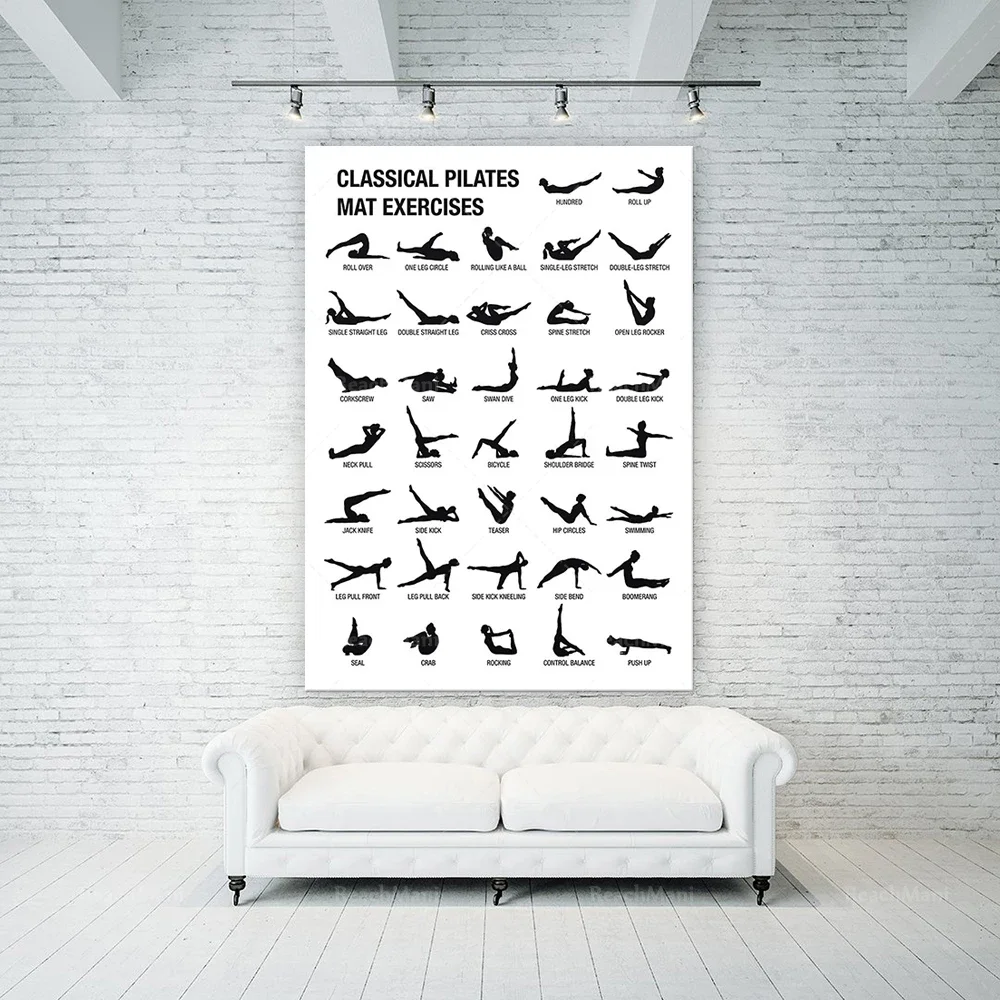 PILATES POSTER Digital, Pilates Art  Pilates Workout Chart, Pilates Studio Decor, Pilates Print, Pilates Gift