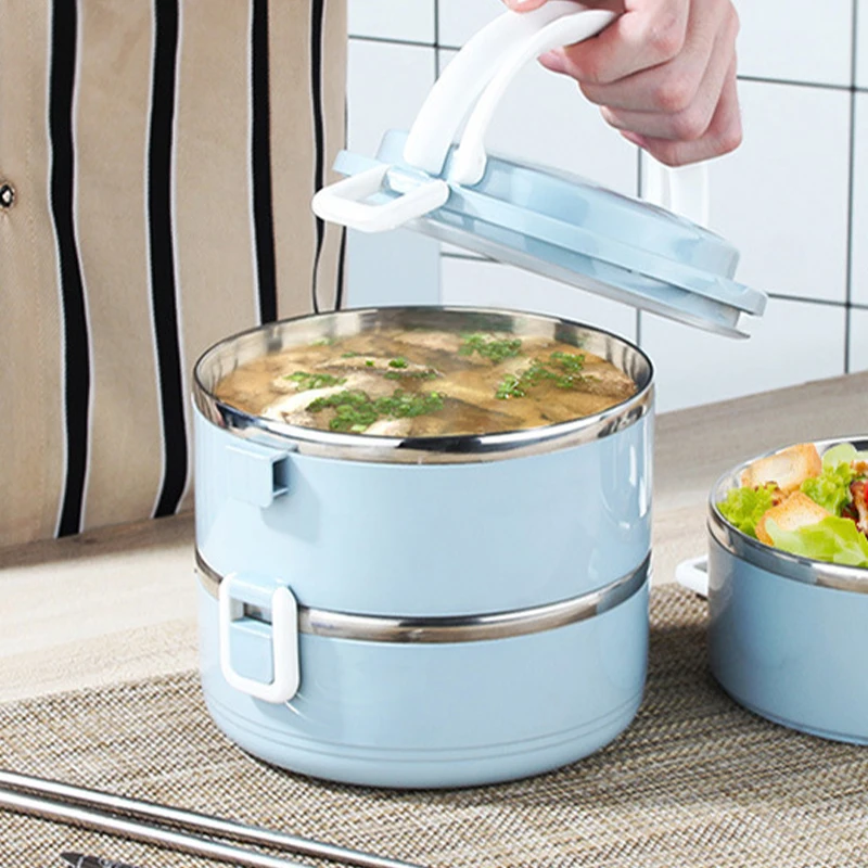 304 Stainless Steel Insulated Lunch Container Multi-Layer Portable Bento Box with Secure Lock Clasps Thermal Food Lunch Bucket - view 4