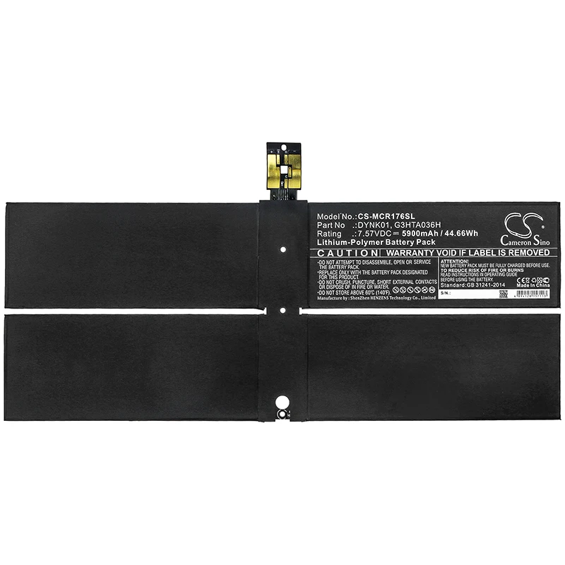 

Li-Polymer Tablet Battery for Microsoft,7.57v,5900mAh,Surface 1782,Surface 2-LQN-00004,DYNK01,G3HTA036H