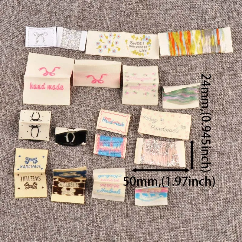 30pcs 20-71mm Mixed Bow Pattern Label Tags For Clothing Bag Hat Diy Decorative Sewing Accessories Without Gum cp3812