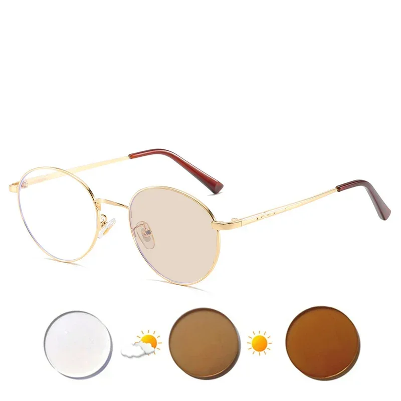 Myopia Glasses Sphere -0.5 TO -10 Women Men Photochromic Or Blue Light Blocking Lenses Alloy Frame Prescription Eyeglasses F502