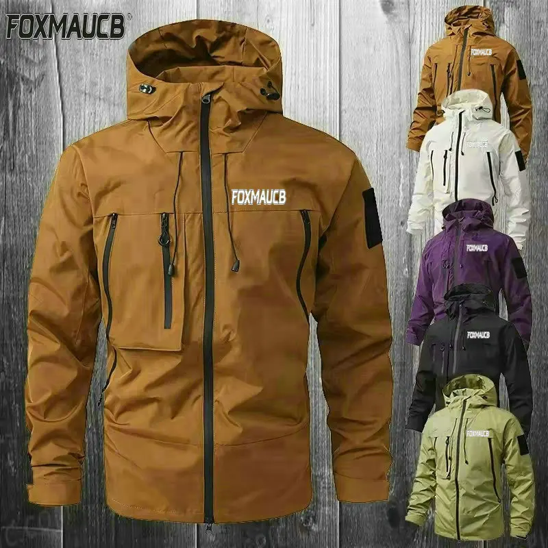 

FOXMAUCB Cycling Rain Jacket Men's Waterproof Hooded Road Mountain Bike Clothing Motorcycles Jackets MTB Coat Bicycle Windbreake