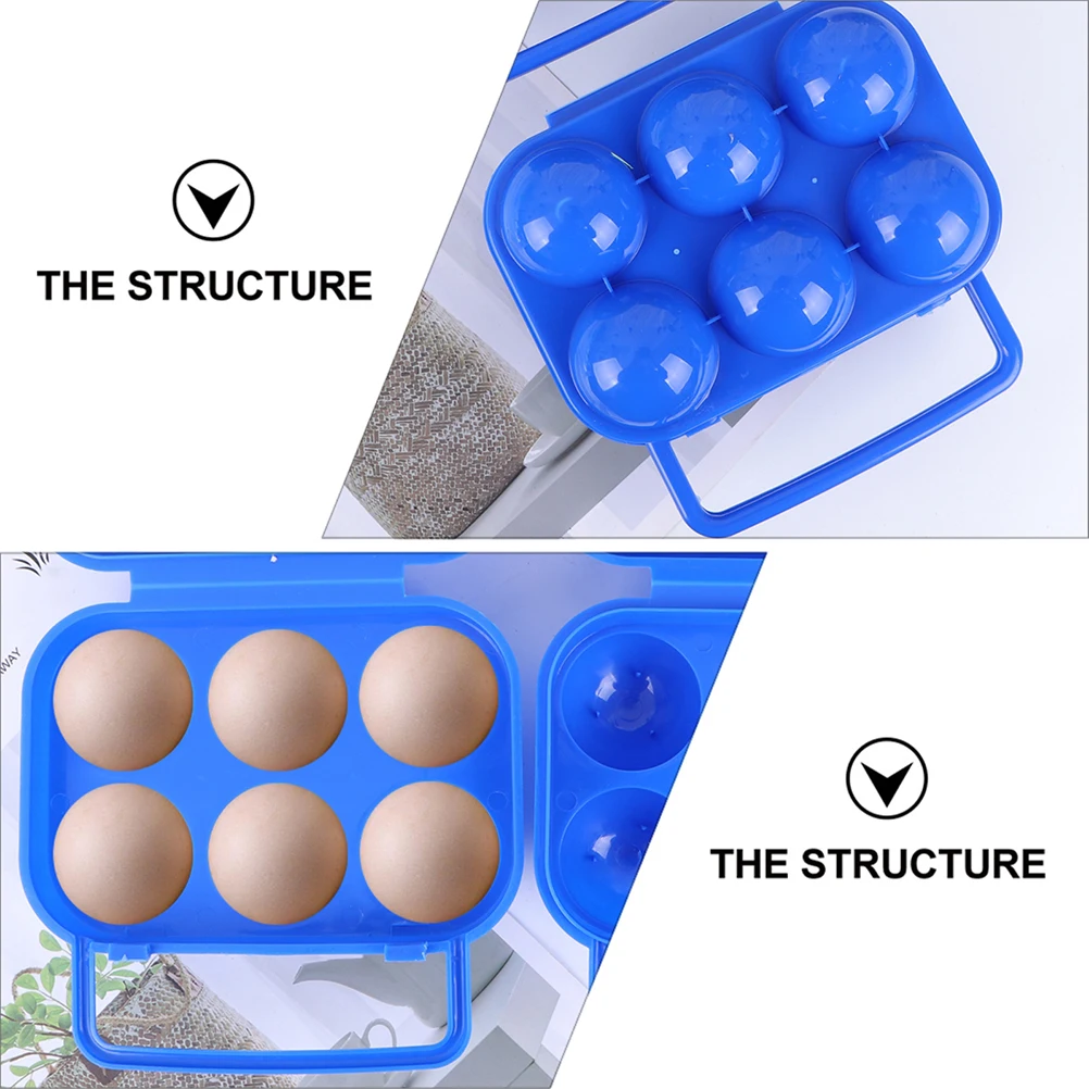 

4pcs Portable Food Grade Egg Storage Box 6 Grids Dustproof Egg Holder For Camping Travel Outdoor Sealing Container Fresh Storage
