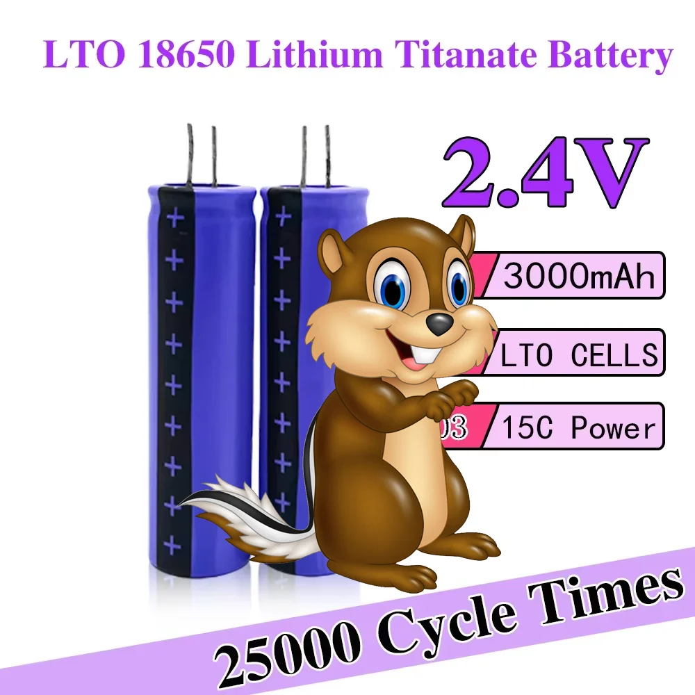 

NEW EST 2.4V 3000mAh LTO 18650 Lithium Titanate Battery Cell low temperature Long Cycle For Diy 12V battery pack Power tool