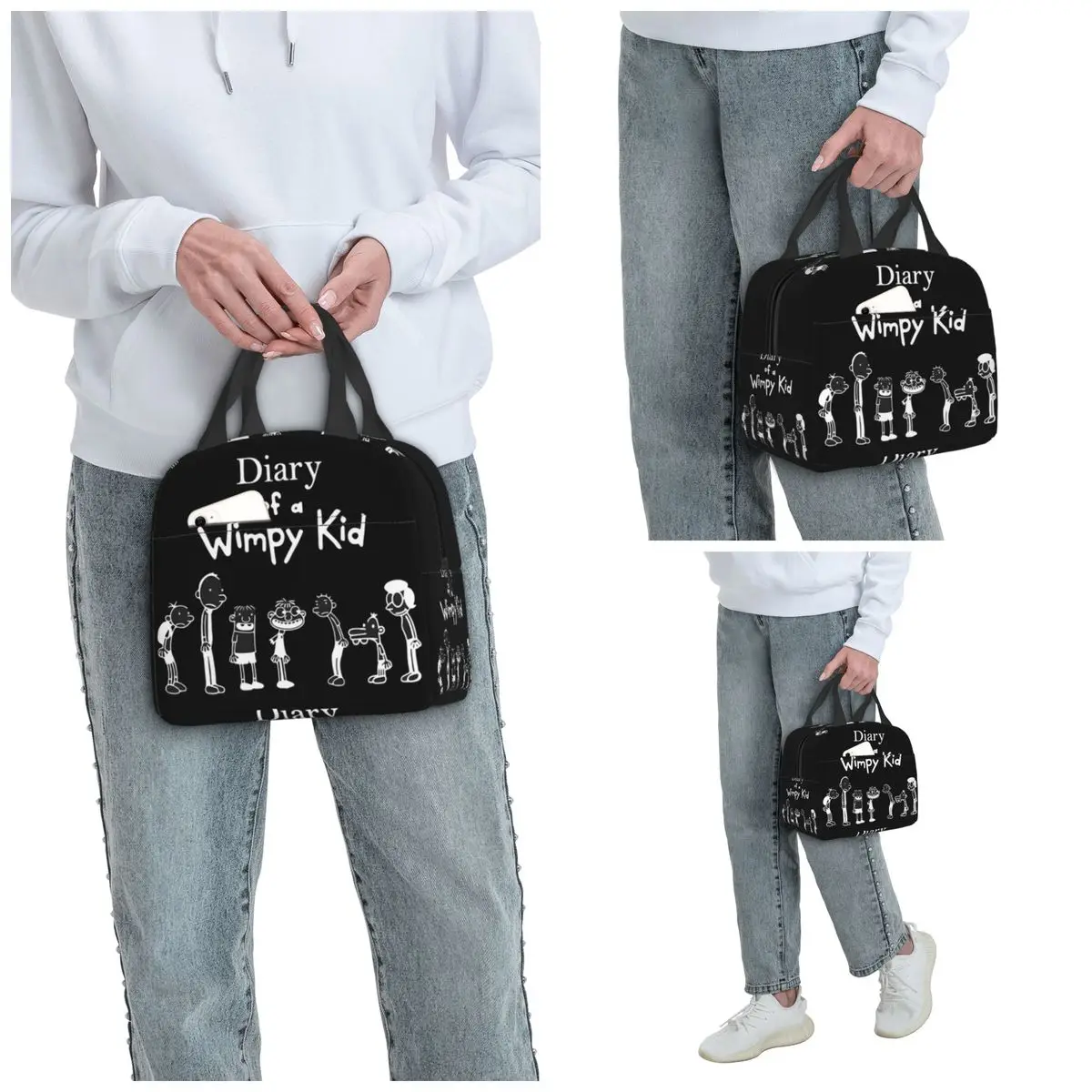 Diary Of A Wimpy Kid Group Anime Insulated Lunch Bag for Kid School Cooler Thermal Food Box Tote Leakproof Lunch Boxes Container