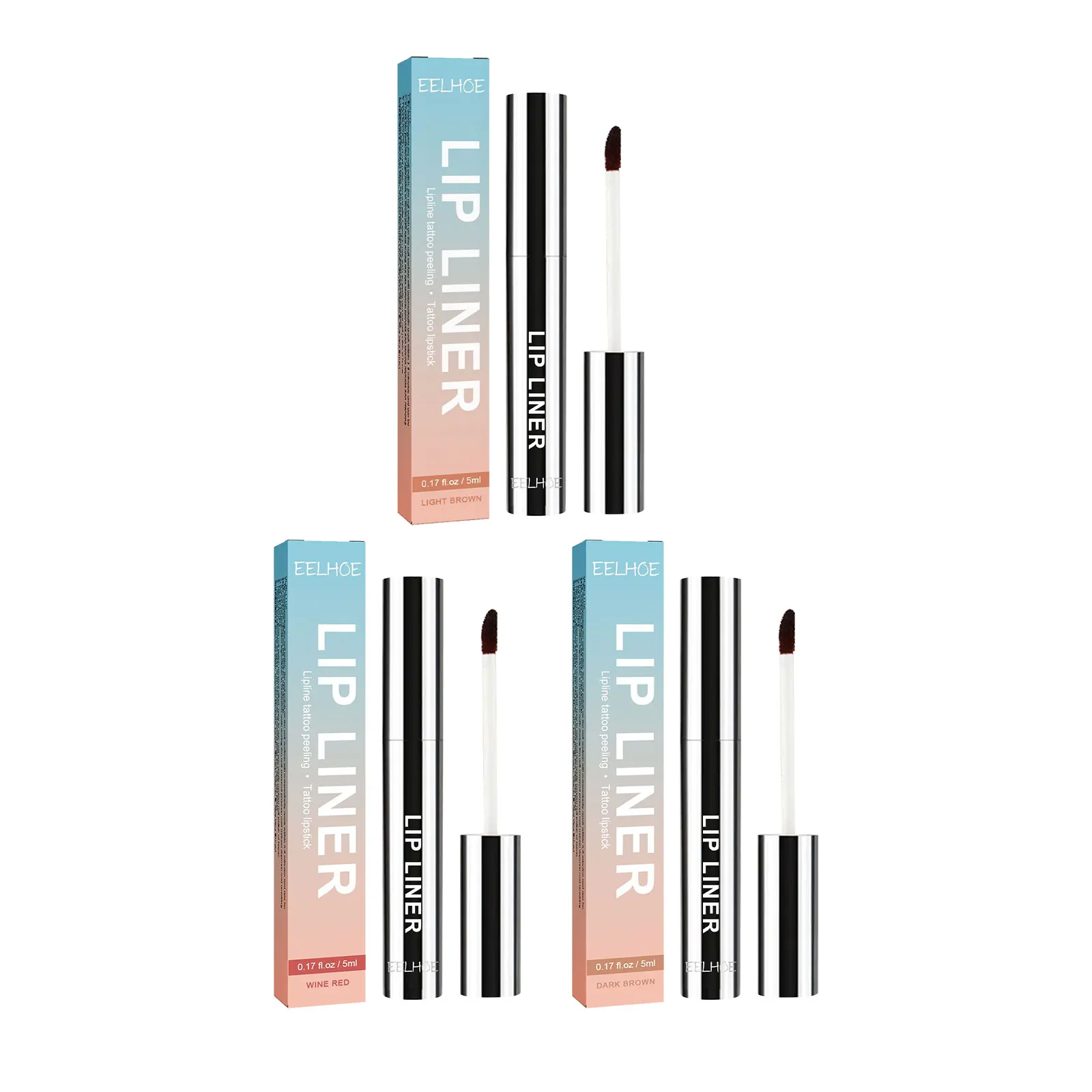 Eelhoe-長持ちするリップライナー,耐水性タトゥーペン,ダークブラウン,リップライナー,タッチ,化粧品