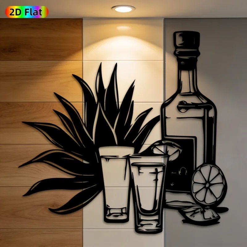 1pc Vibrant Agave Metal Bottle Wall Art, Rust-Resistant Iron Tequila Decor for Mexican Fiesta Patio Garden Fence Bar Wall