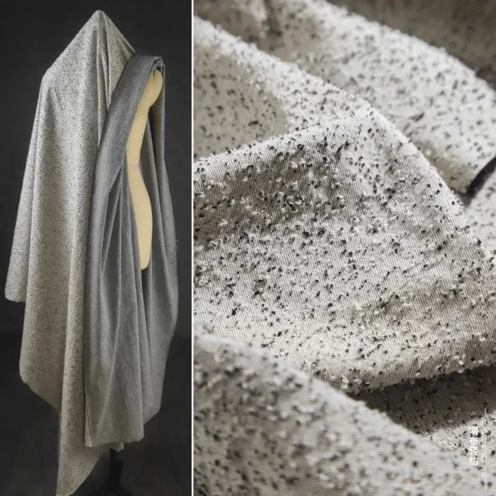 

Black White Looped Denim Cotton Fabric for Vintage Outerwear Fashion Clothing Designer Fabrics for Sewing Material By The Meter