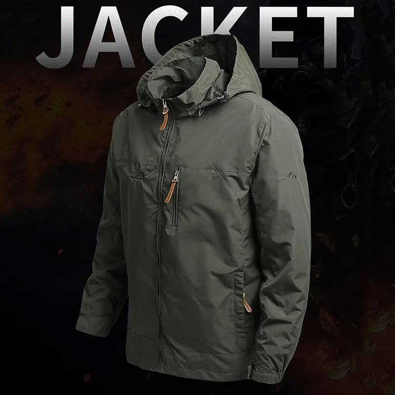 2025 New Men's Windbreaker Jacket Outdoor Waterproof Hooded Tactical Coat for Men Field Climbing Breathable Sports Outwear