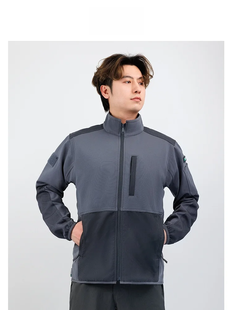 

Мужская повседневная рабочая куртка свободного кроя с длинным рукавом и воротником-стойкой для осени и зимы. Новинка. Верхняя одежда.