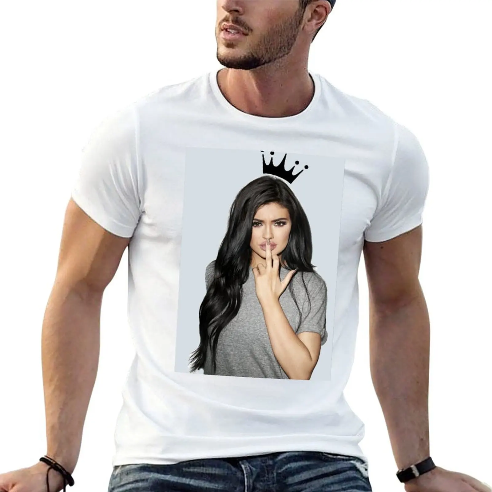 

Kylie Jenner Flips Off T-Shirt man t shirts for men casual cotton t shirts man 100% man t shirts for men T-shirt