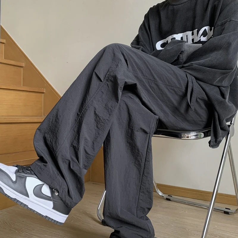 

Quick Dry Harlan Pants Men's Summer Parachute Thin Loose Straight Leg Workwear Casual Long Trousers High Street Trend Youth E...