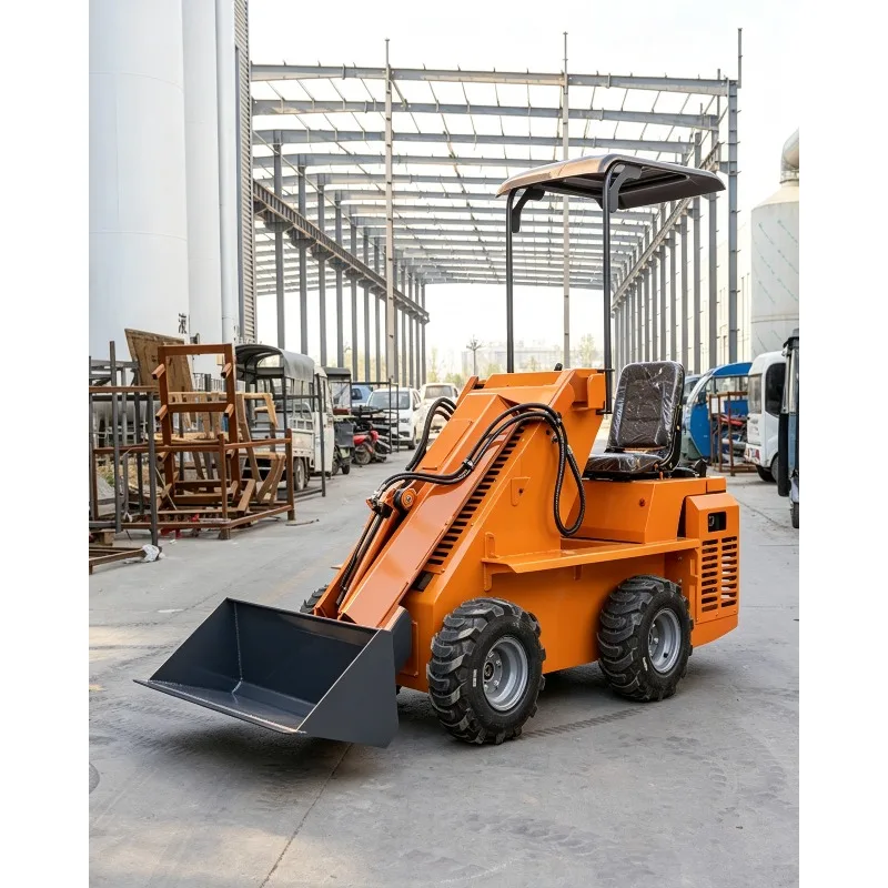 Mini Skid Steer Track Loader Skid Steer Track Loader Wheel Skid Steer Loader 1.5 Ton Grapple for Farm Landscaping Hydraulic Seat