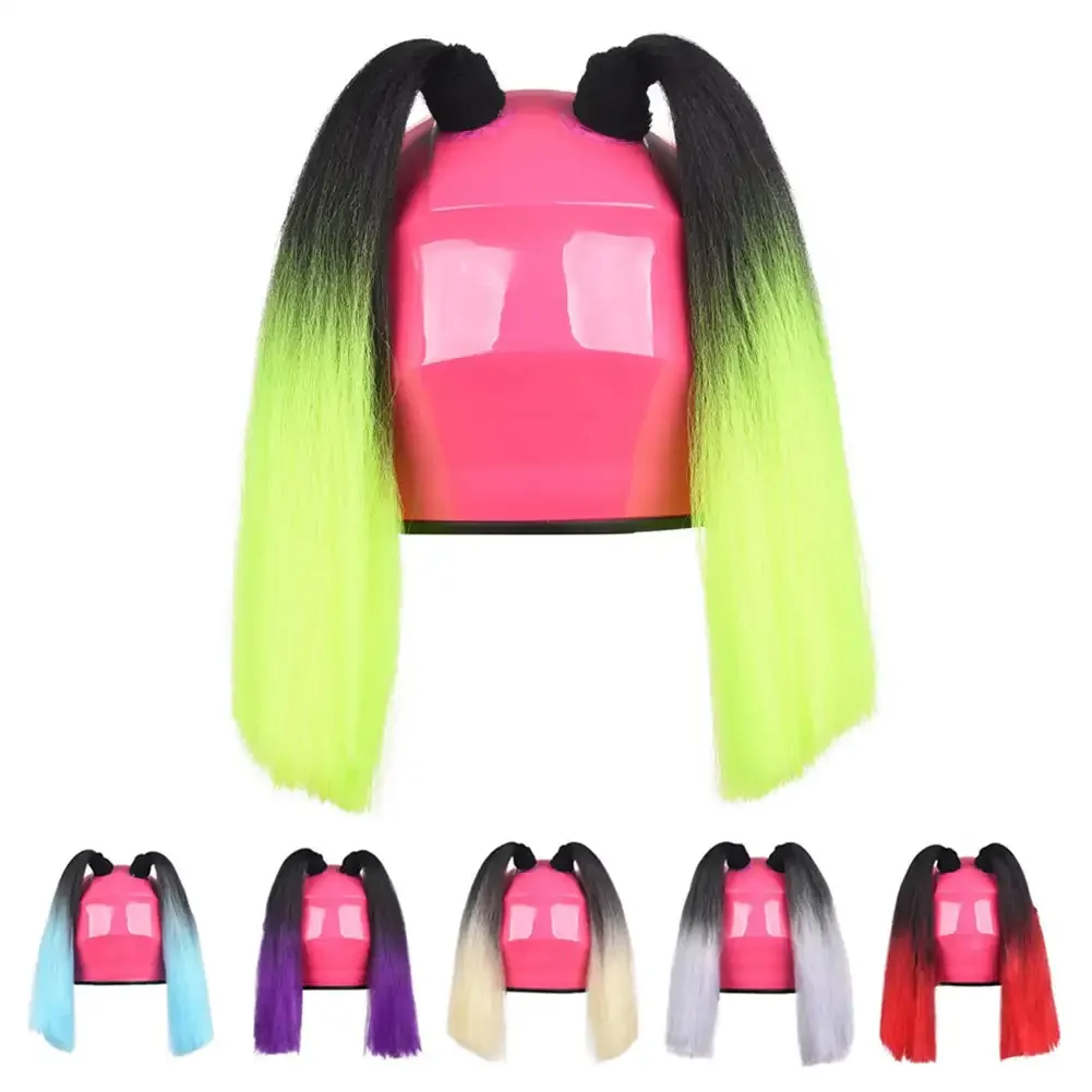 2Pcs Multicolor Loose Wig Ponytail Braid Motorcycle Helmet Braids Wig Motorbike Helmet Pigtails Decoration For Women Children