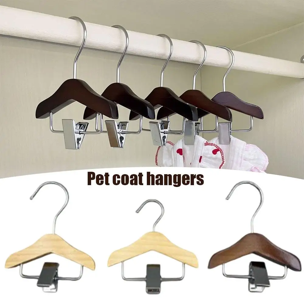 

Mini Wooden Hangers With Stainless Steel Clips Mini Small Clothes Support Doll Clothes Display Stands Wardrobe Storage Hanger