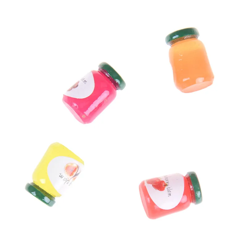 Miniatura de Cocina, 4 Botellas de Mermelada, Miniaturas para Casa de Muñecas, Accesorios 1:12, Mermeladas