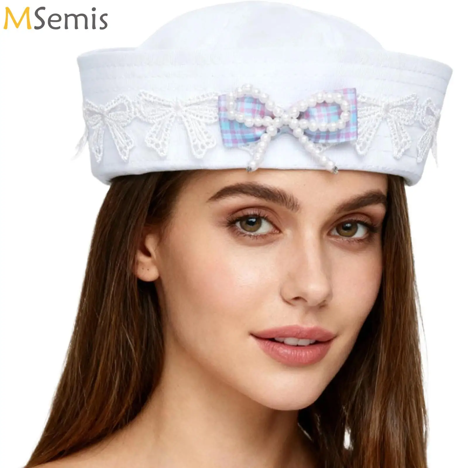

Sailor Hat Marine Breathable Comfortable Captain Cap Cute White Sail Cap for Halloween Carnival Clothing Accessories for Adults
