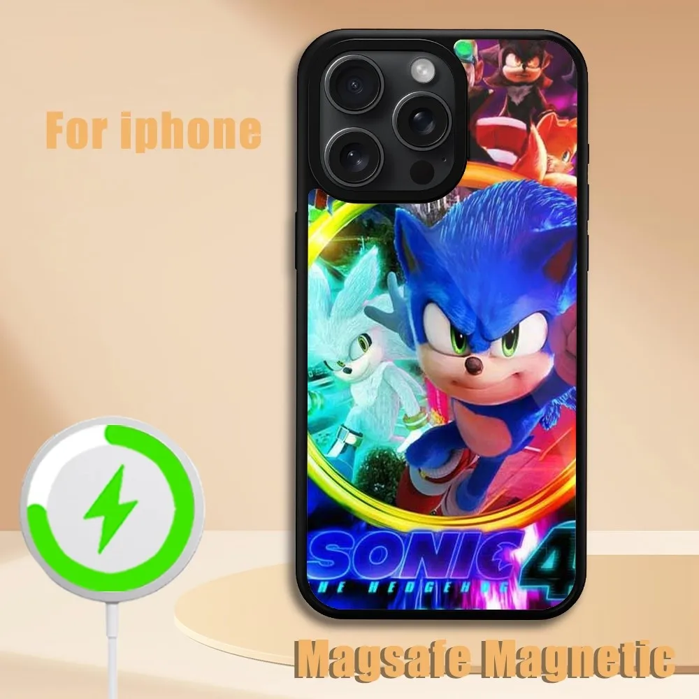 Game S-Sonics H-Hedgehog  Phone Case For iPhone 11 12 13 14 15 Plus Pro Max Magsafe Magnetic Wireless Charging Cover