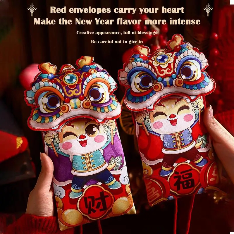 2024 Spring Festival Dragon Year Lucky Money Red Envelopes Cartoon Design Red Pocket Envelope For Weddings Parties