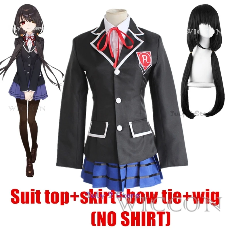 วันที่ A Live Tokisaki Kurumi Kospy Yatogami Tohka Girls Origami Tokisaki ชุด Jk Kurumi โรงเรียนอะนิเมะ Kospy Koszume วิกผม