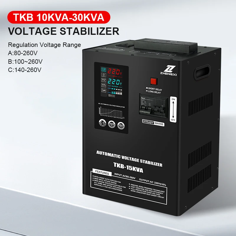 OEM 220V 50Hz Electrical Automatic Voltage Stabilizer/Regulator TKB-10KVA Single Phase Relay Type for AC Home Appliances