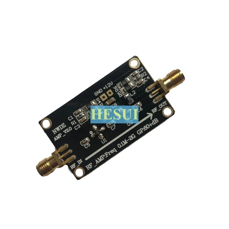 10mW Q gain 60dB 100KHz- 2GHz Amplifier Broadband RF Low noise amplifier LNA module board two-stage amplification