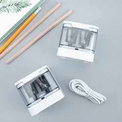 New Electric Pencil Sharpener School Stationery연필깎이 точилка для карандашей USB Dual Power Supply Double Hole Student Supplies