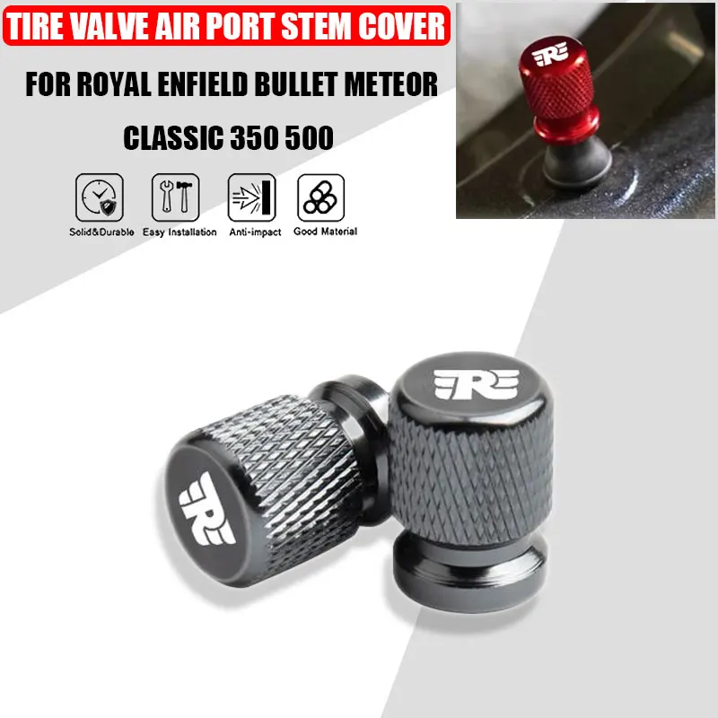 2 Pcs Motorcycle Accessories For Royal Enfield Bullet Meteor Classic 350 500 Metal  Tire Valve Air Port Stem Cover Caps