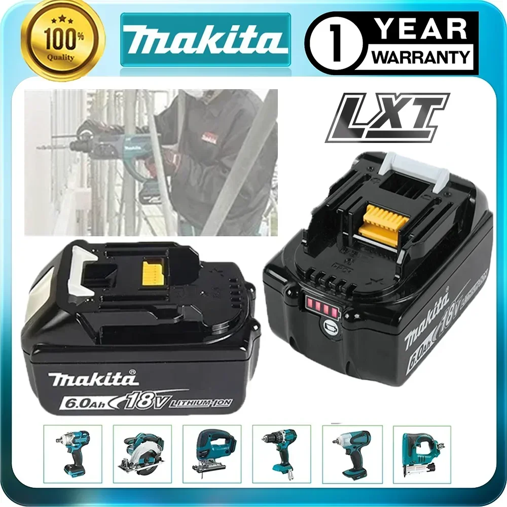 

100% Original Makita Rechargeable Power Tool Battery, Replaceable LED Lithium-ion, 6.0 Ah 18V LXT BL1860B BL1860BL1850 BL1830