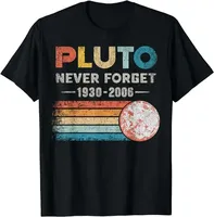 Never Forget Pluto Shirt Retro Style Funny Space Science T-Shirt Creative Men Funny Geek Tops Print Tee Male TShirt Men Clothing